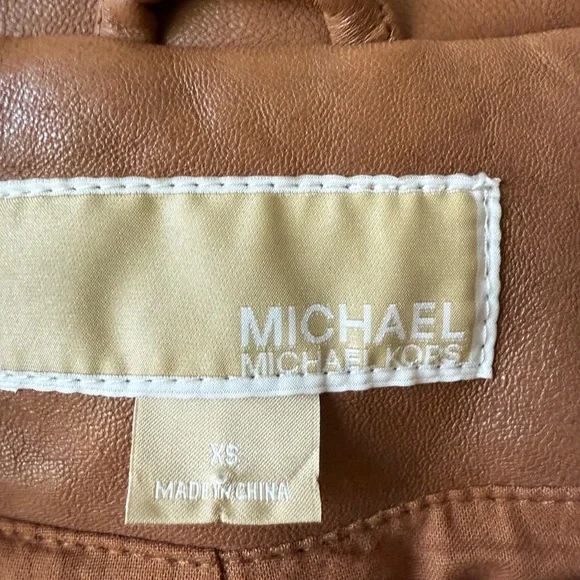 NWOT Michael Kors Brown Leather Jacket Size XS - Picture 2 of 9
